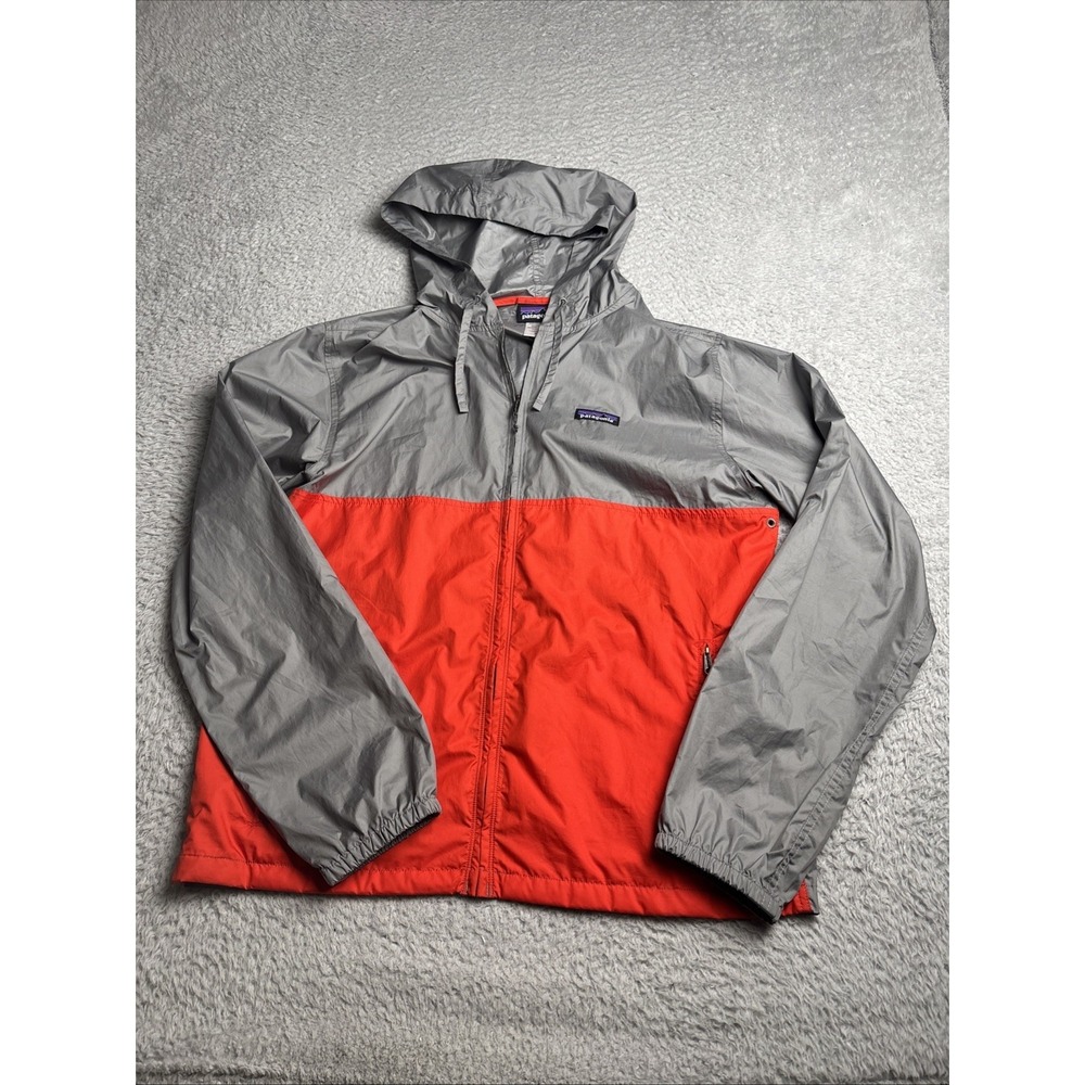 Patagonia‎ Light & Variable Hoody Mens M Gray/Orange Lighweight Windproof Jacket